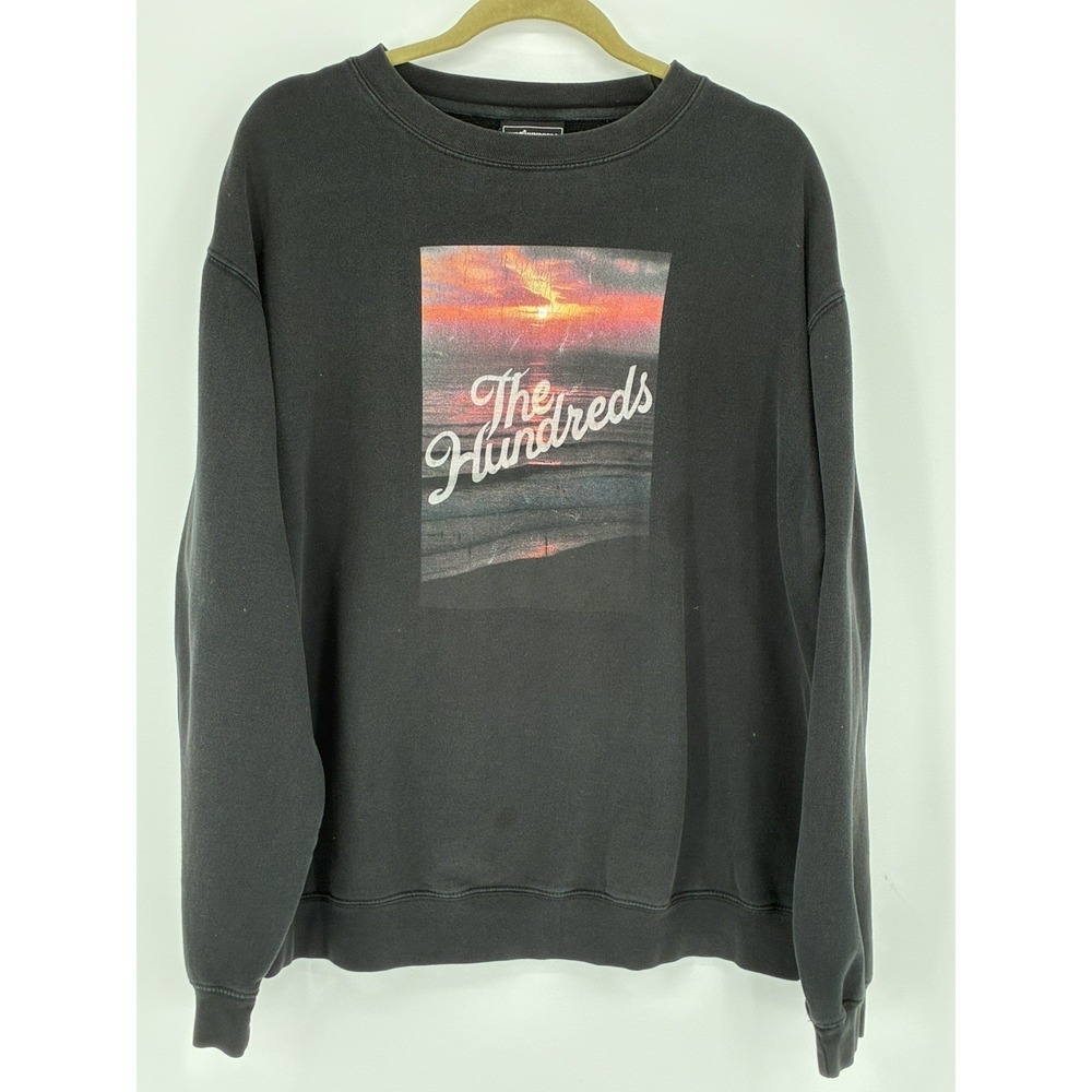 The Hundreds Mens XL Black Pullover Crewneck Sweatshirt Graphic Adam Bomb Logo
